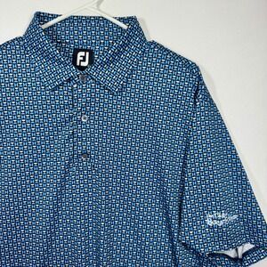 FootJoy Club at Boca Pointe Golf Polo Shirt Geometric‎ Print Moisture Wick Sz XL